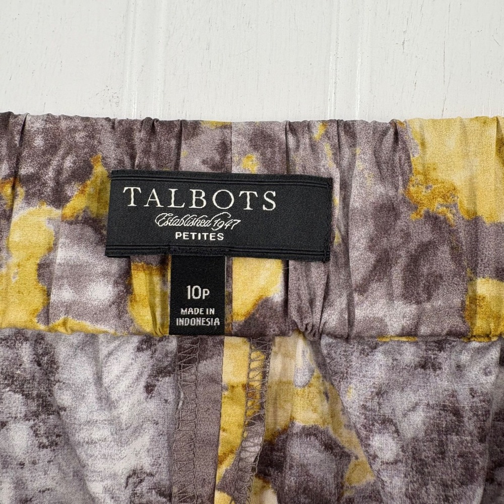 Talbots 10P Gray & Yellow Floral‎ Print Skirt Pull on Elastic Waist above knee - Picture 2 of 5
